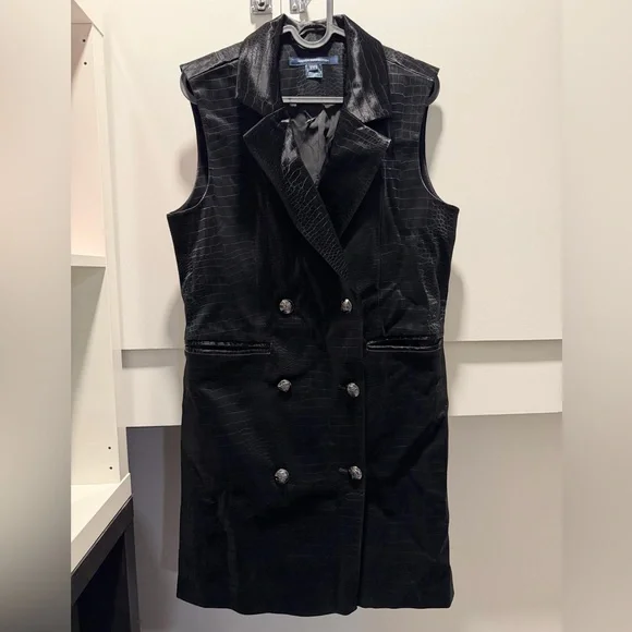 French Connection Ivar Croc Coated Blazer Double-Breasted Mini Dress - Picture 2 of 7